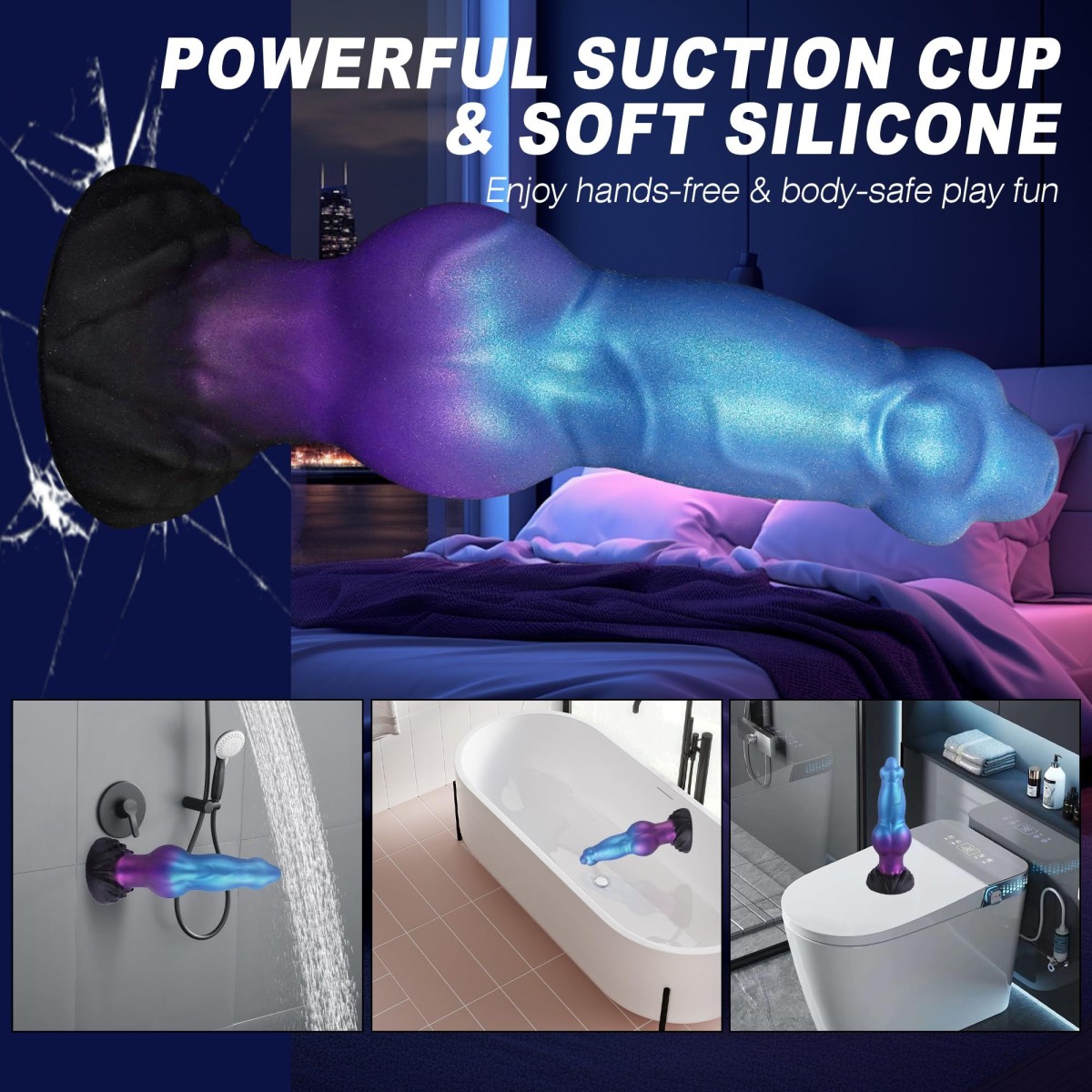 Inflatable Monster Silicone Dildo With Suction Cup 21 x 6,4 cm - Blue by Sexopolis