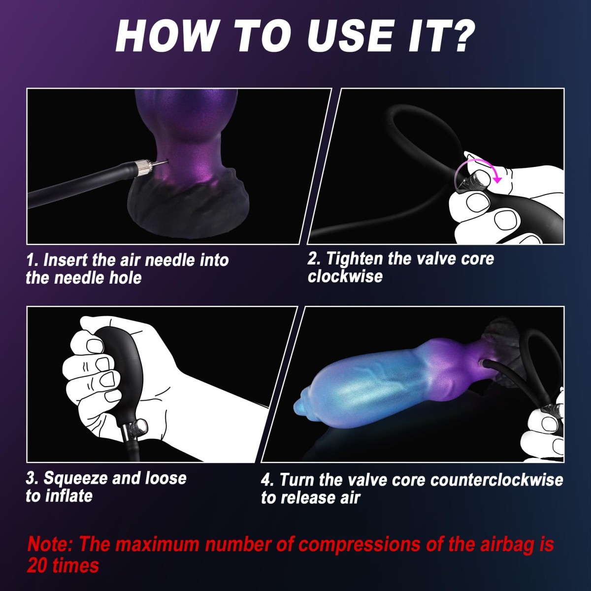 Inflatable Monster Silicone Dildo With Suction Cup 21 x 6,4 cm - Blue by Sexopolis