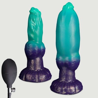 Φουσκωτό Dildo Σκύλου Σιλικόνης Inflatable Silicone Dog Dildo 20,5 x 3,9 cm - Πράσινο