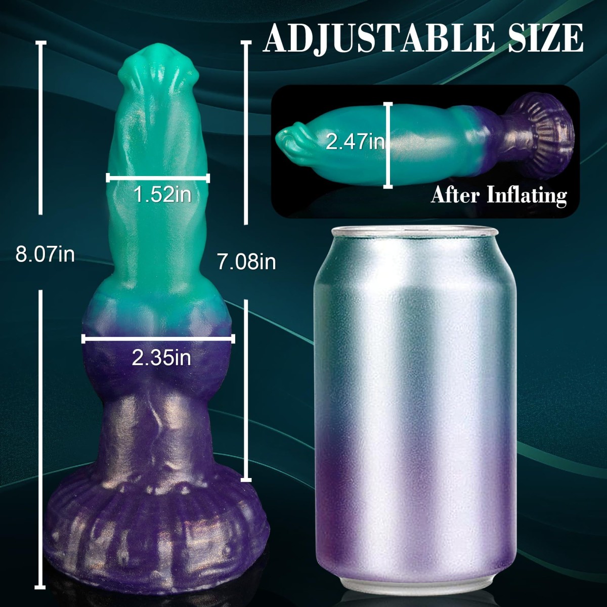 Φουσκωτό Dildo Σκύλου Σιλικόνης Inflatable Silicone Dog Dildo 20,5 x 3,9 cm - Πράσινο by Sexopolis
