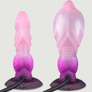 Φουσκωτό Monster Dildo Με Ραβδώσεις Snake Skin Monster Inflatable Dildo With Suction Cup 21 x 4,2 cm - Ροζ