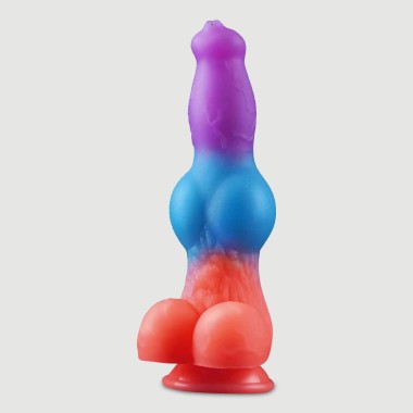 Φωσφοριζέ Dildo Σκύλου Σιλικόνης Glow In The Dark Silicone Dildo With Suction Cup - Πολύχρωμο
