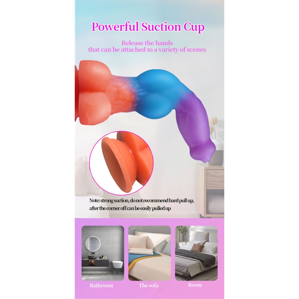 Φωσφοριζέ Dildo Σκύλου Σιλικόνης Glow In The Dark Silicone Dildo With Suction Cup - Πολύχρωμο by Sexopolis