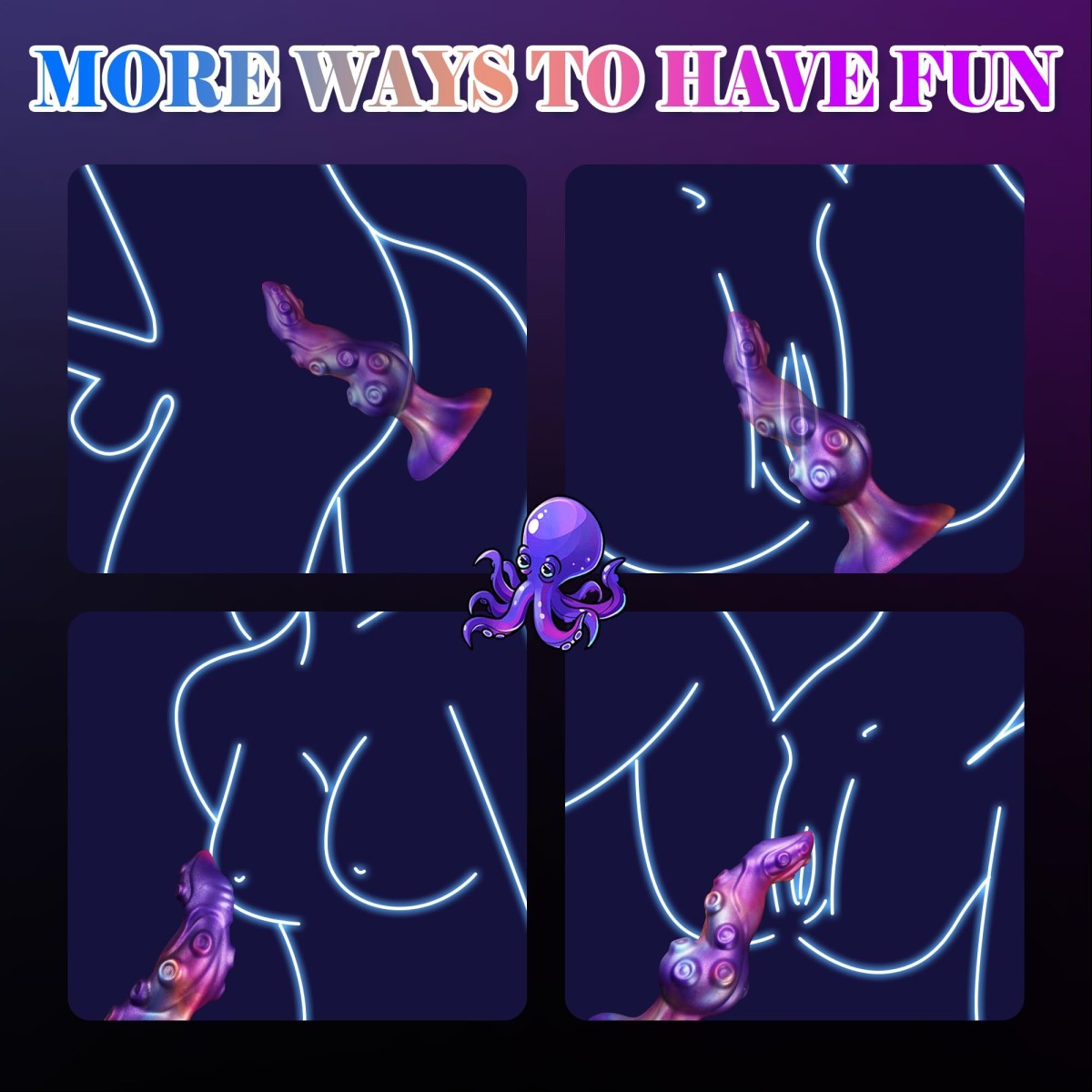 Κυρτό Dildo Σιλικόνης Με Βεντούζες Χταποδιού Octopus Curved Silicone Dildo 22 x 6,5 cm - Μωβ by Sexopolis