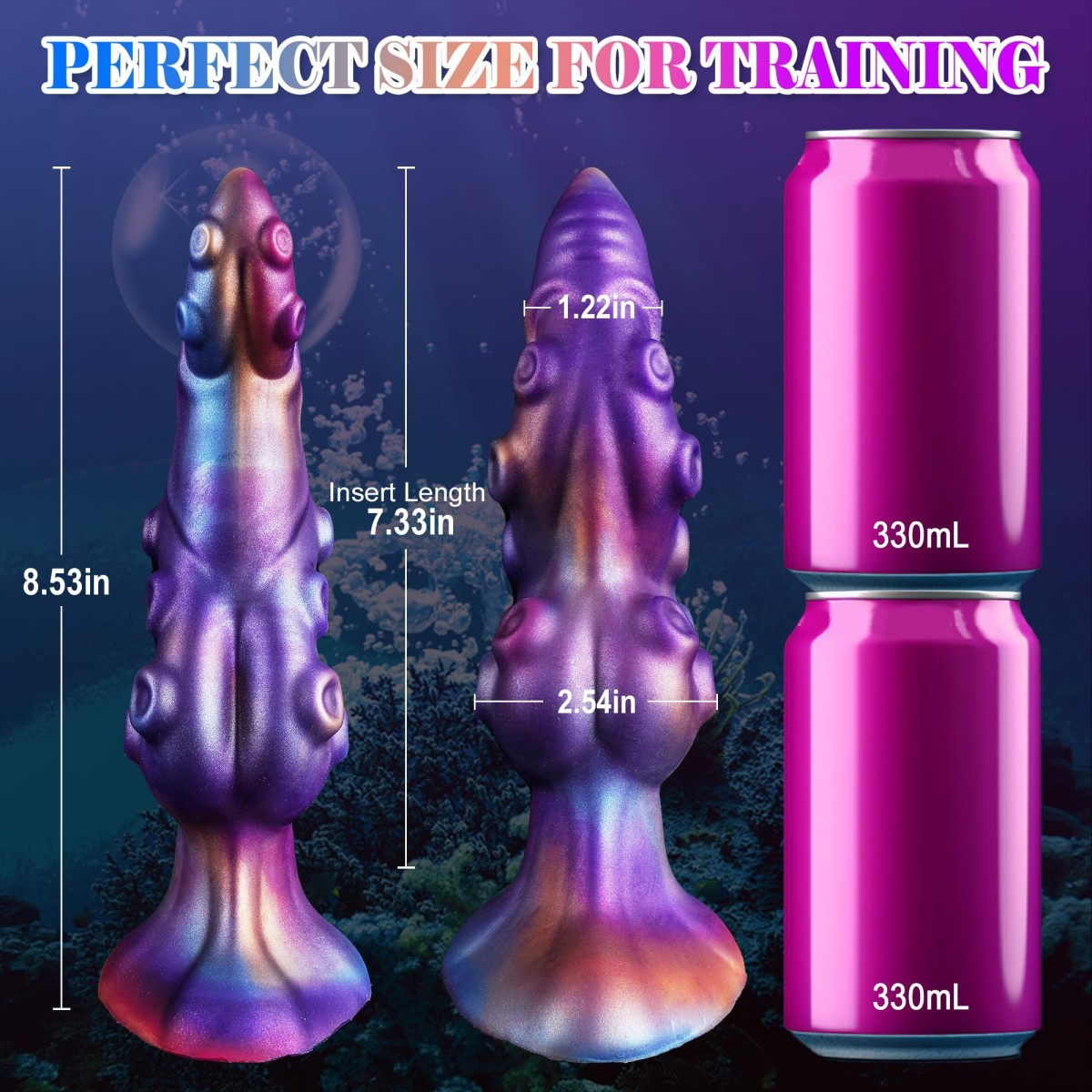 Κυρτό Dildo Σιλικόνης Με Βεντούζες Χταποδιού Octopus Curved Silicone Dildo 22 x 6,5 cm - Μωβ by Sexopolis
