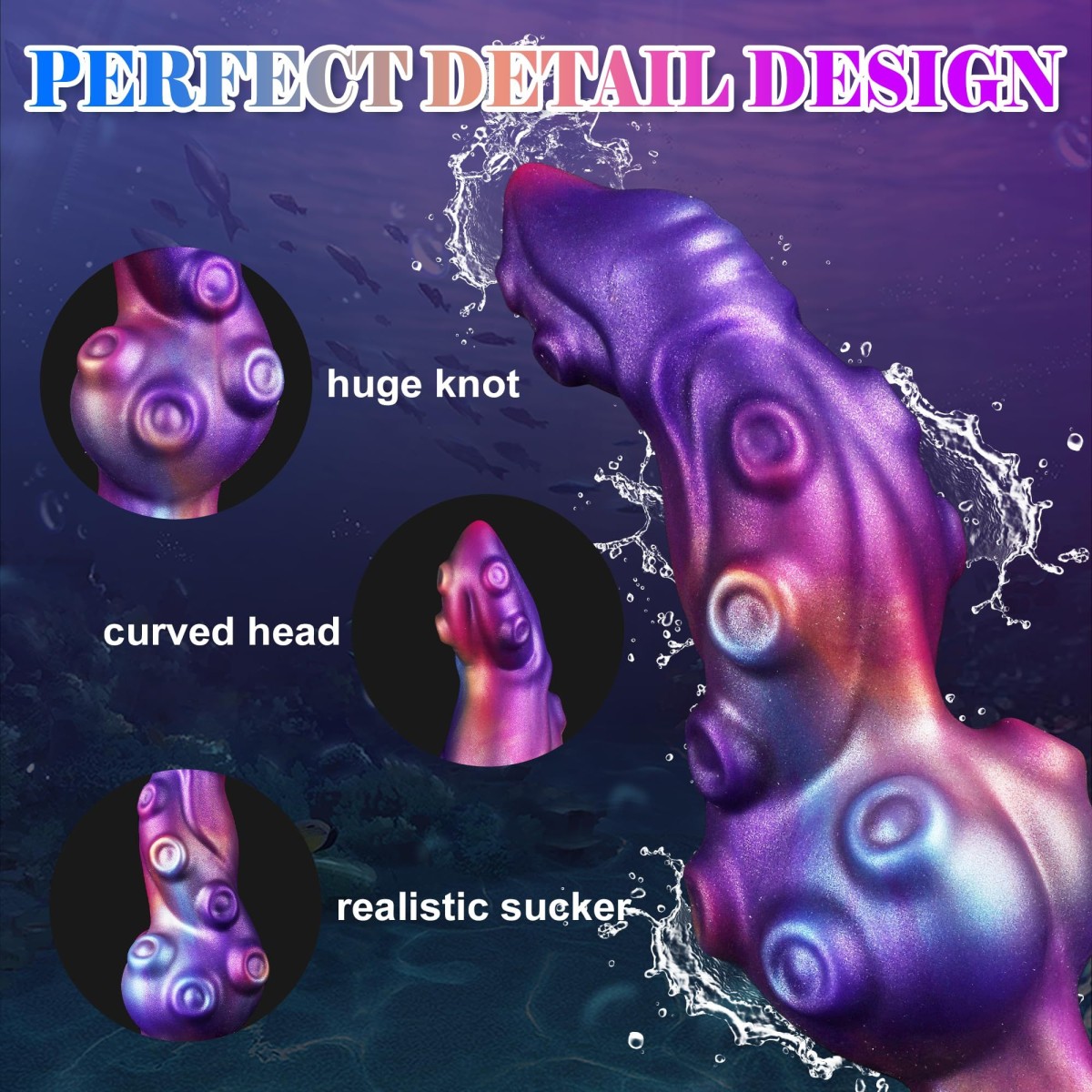 Κυρτό Dildo Σιλικόνης Με Βεντούζες Χταποδιού Octopus Curved Silicone Dildo 22 x 6,5 cm - Μωβ by Sexopolis