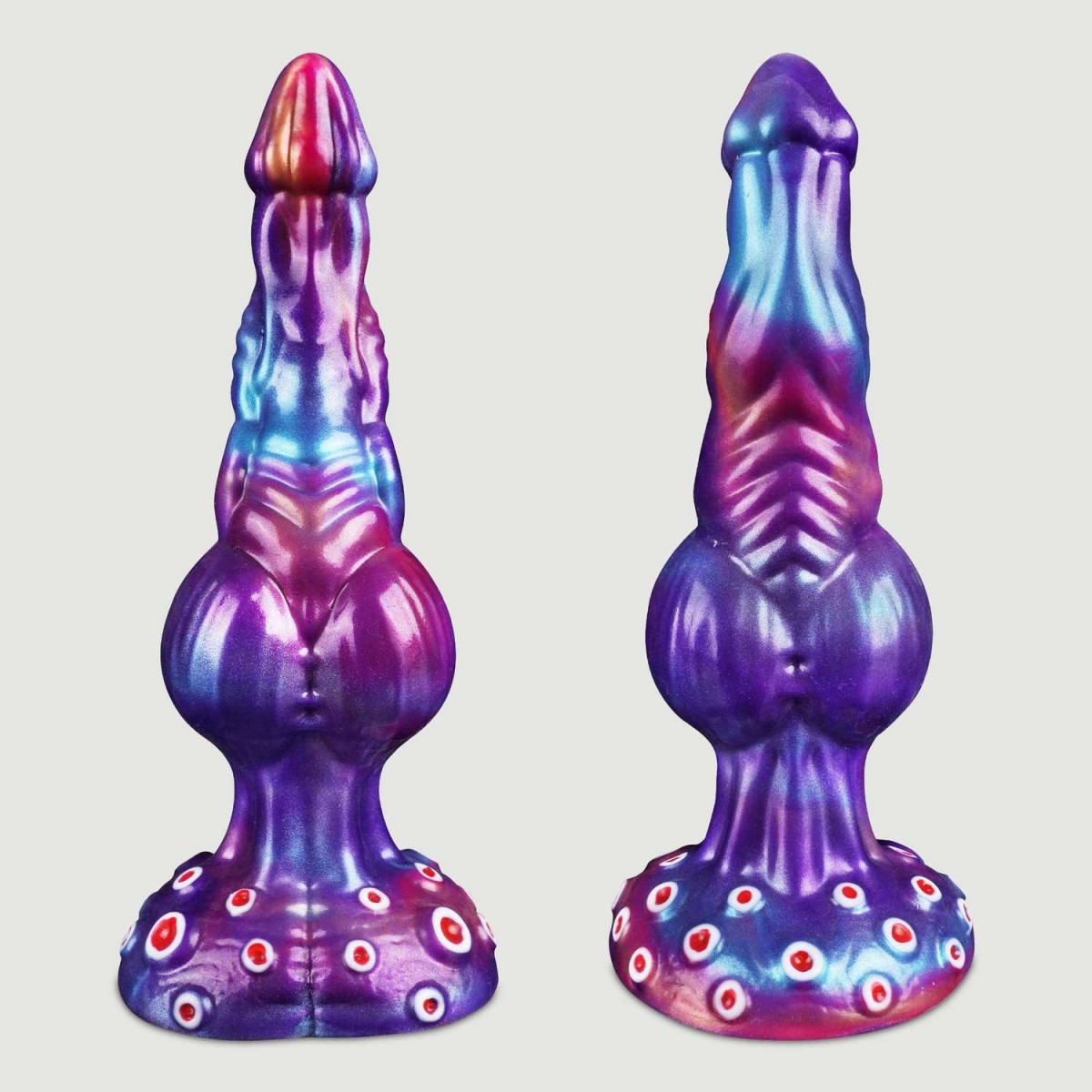 Κυρτό Monster Dildo Σιλικόνης Με Όρχεις & Βεντούζα Curved Monster Liquid Silicone Dildo With Balls & Suction Cup 24 x 4,7 cm - Πολύχρωμο by Sexopolis