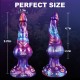 Κυρτό Monster Dildo Σιλικόνης Με Όρχεις & Βεντούζα Curved Monster Liquid Silicone Dildo With Balls & Suction Cup 24 x 4,7 cm - Πολύχρωμο by Sexopolis