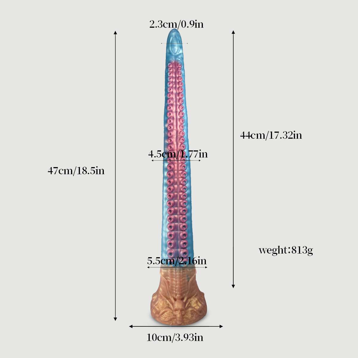 Μακρύ Dildo Με Δέρμα Χταποδιού Very Long Anal Silicone Dildo With Octopus Skin - 47 x 4,5 cm - Μπλε by Sexopolis