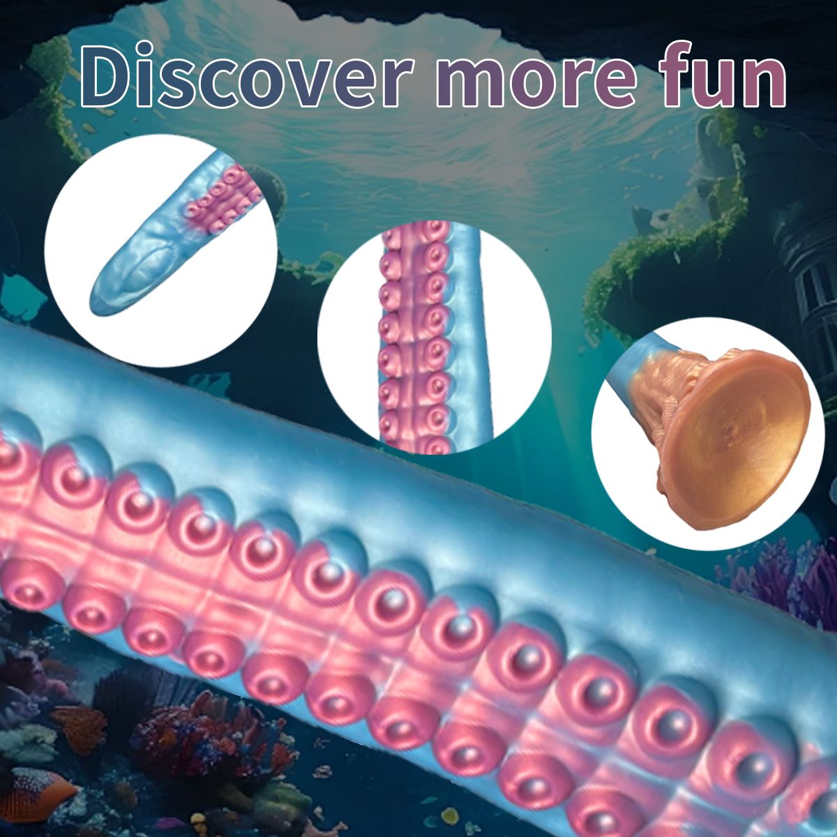 Μακρύ Dildo Με Δέρμα Χταποδιού Very Long Anal Silicone Dildo With Octopus Skin - 47 x 4,5 cm - Μπλε by Sexopolis