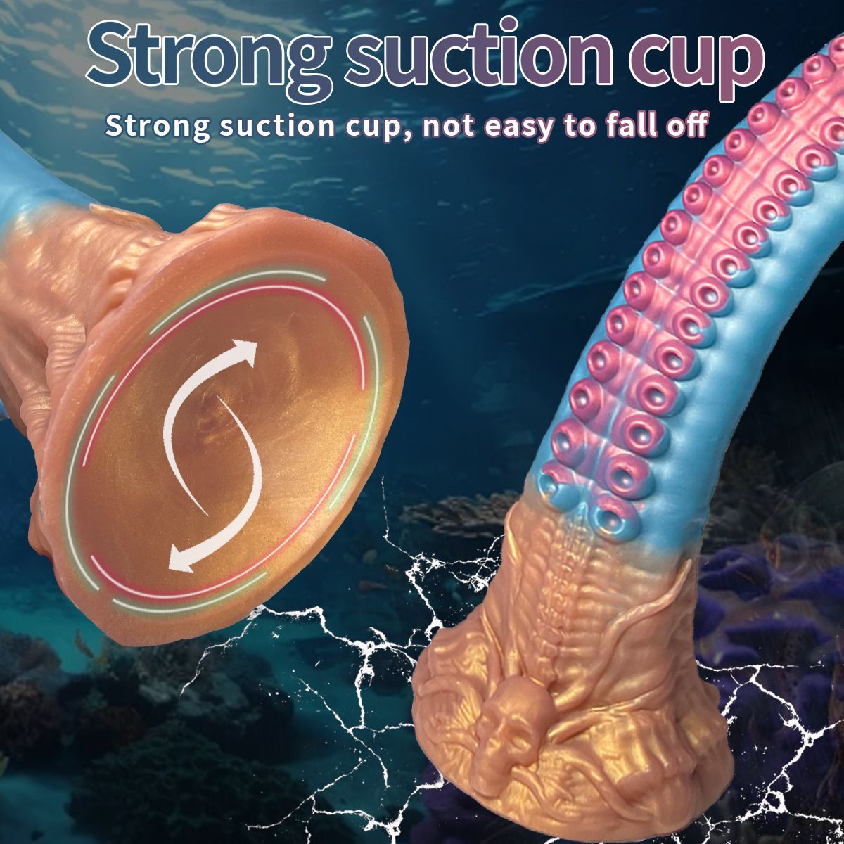 Μακρύ Dildo Με Δέρμα Χταποδιού Very Long Anal Silicone Dildo With Octopus Skin - 47 x 4,5 cm - Μπλε by Sexopolis