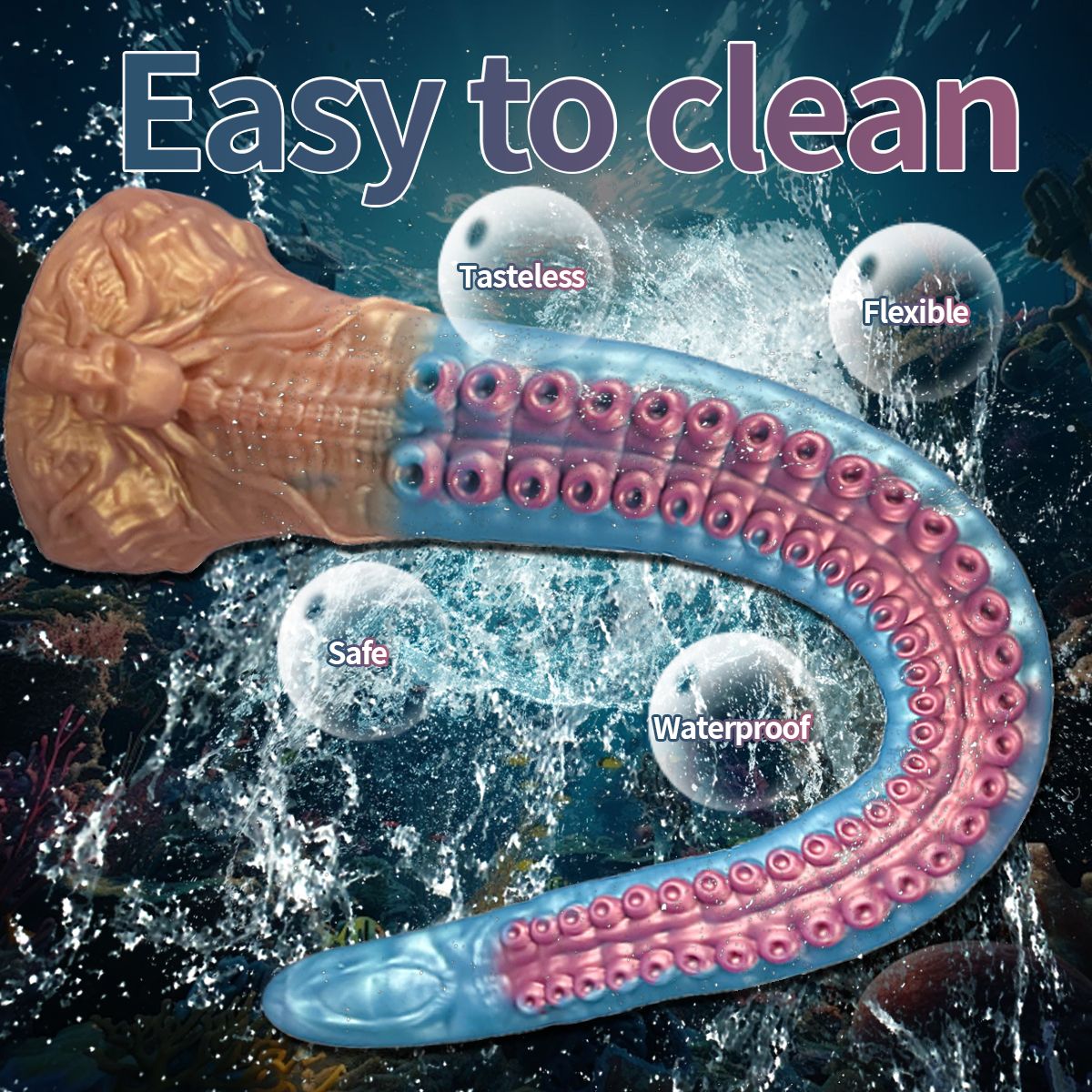 Μακρύ Dildo Με Δέρμα Χταποδιού Very Long Anal Silicone Dildo With Octopus Skin - 47 x 4,5 cm - Μπλε by Sexopolis