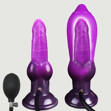 Μικρό Ημι-ρεαλιστικό Φουσκωτό Dildo Σιλικόνης Με Βεντούζα Small Semi Realistic Inflatable Silicone Dildo - Μωβ