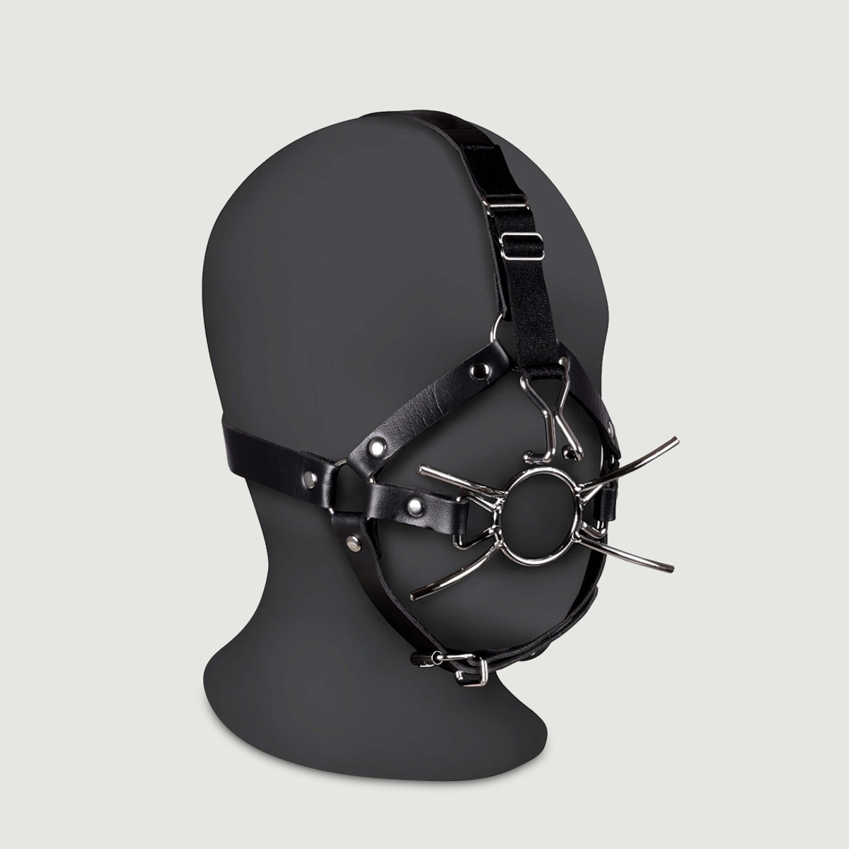 Ανοιχτό Φίμωτρο με Αγκίστρι Μύτης Head Harness with Spider Gag & Nose Hook - Μαύρο by Sexopolis