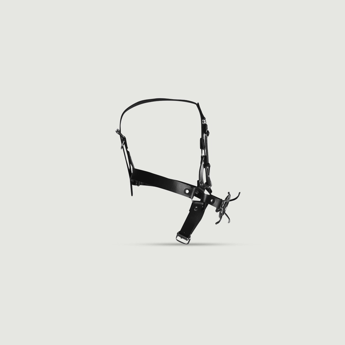 Ανοιχτό Φίμωτρο με Αγκίστρι Μύτης Head Harness with Spider Gag & Nose Hook - Μαύρο by Sexopolis