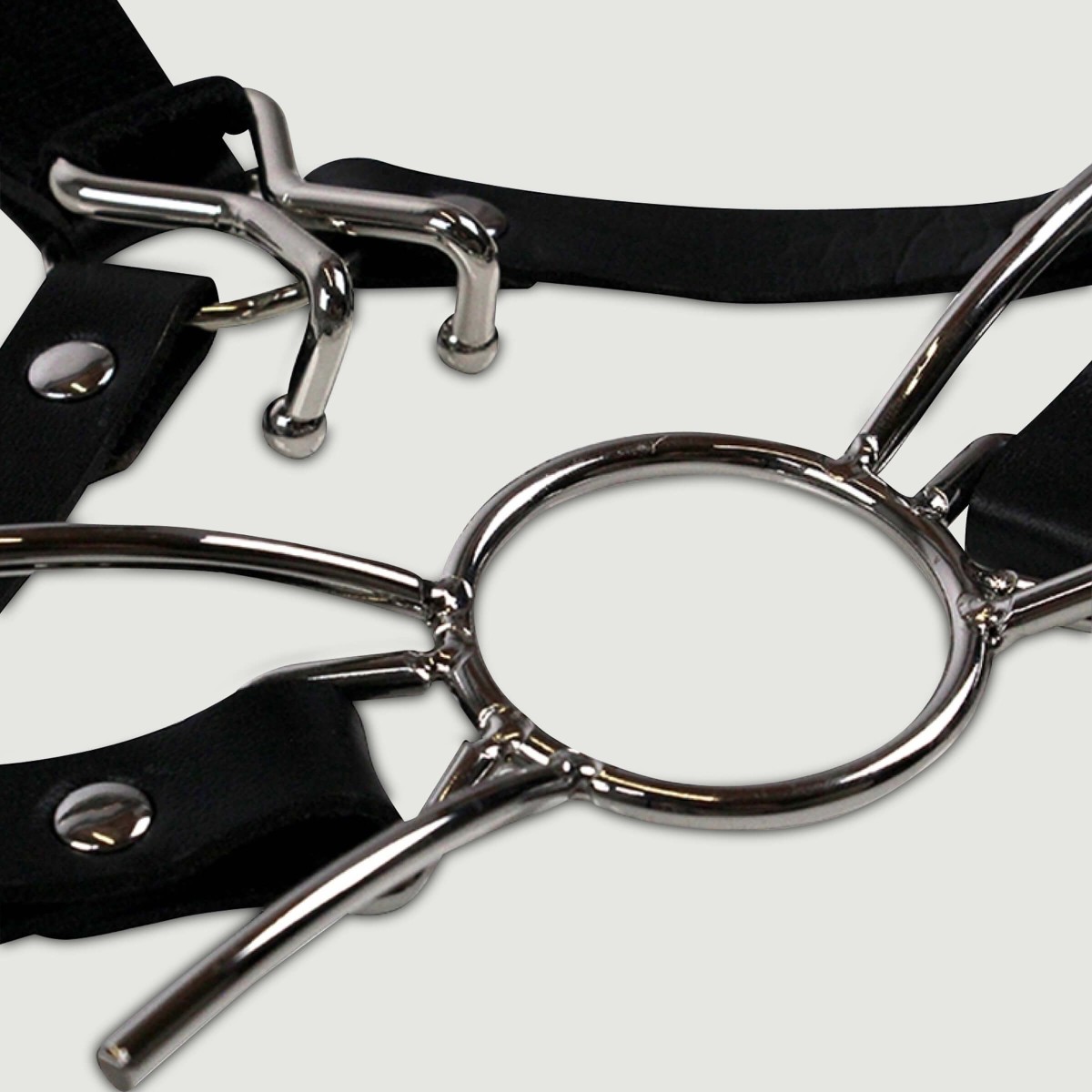 Ανοιχτό Φίμωτρο με Αγκίστρι Μύτης Head Harness with Spider Gag & Nose Hook - Μαύρο by Sexopolis