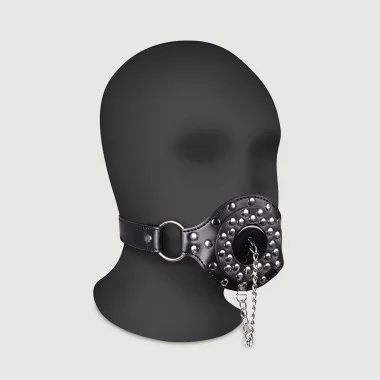 Ανοιχτό Φίμωτρο με Τάπα Open Mouth Gag with Plug Stopper - Μαύρο
