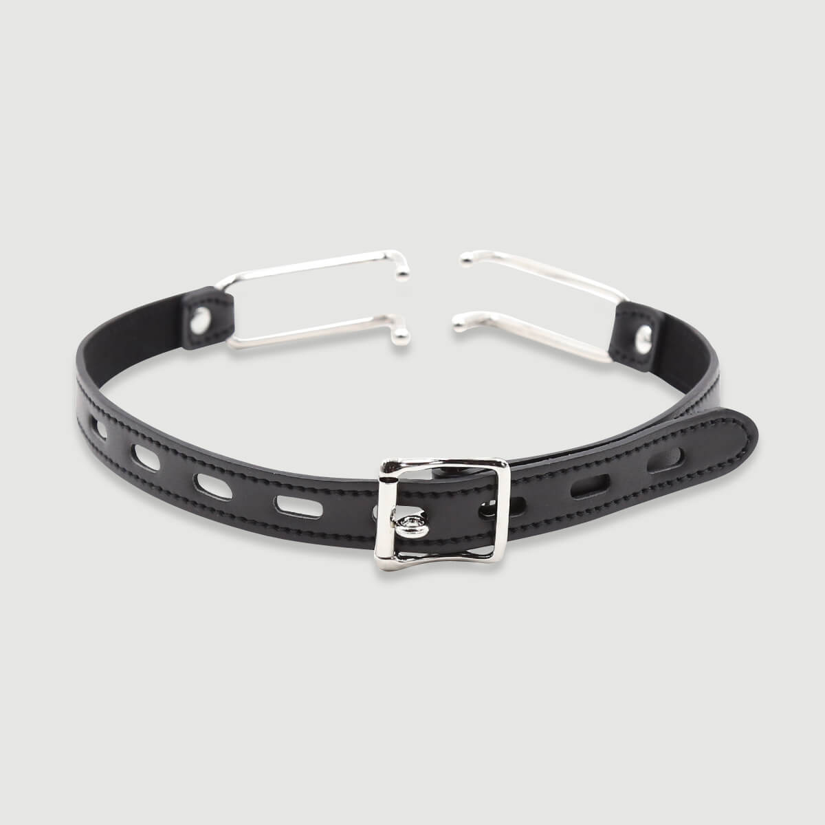 Δερμάτινο Φίμωτρο Με Μεταλλικούς Γάντζους Leather Mouth Gag With Metal Hooks - Μαύρο by Sexopolis