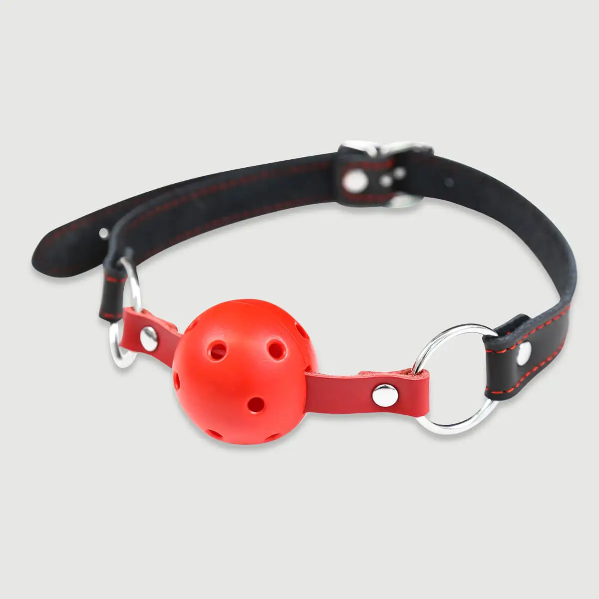 Breathable Silicone Ball Gag With Leather Strap – Red/Black by Sexopolis