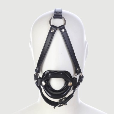 O Ring Gag Με Χείλη Σιλικόνης & Λουρί Σιαγώνας O Ring Gag With Silicone Lips & Jaw Strap - Μαύρο
