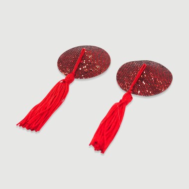 Αυτοκόλλητα Θηλών Με Παγιέτες & Κρόσσια Sequin Nipple Pasties With Tassels – Κόκκινα