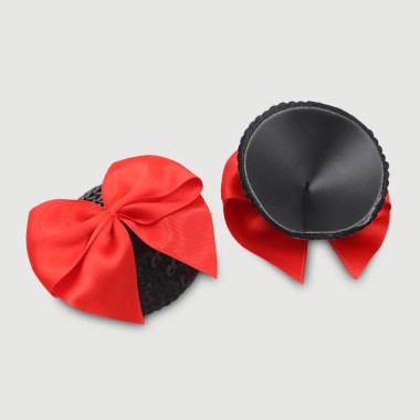 Αυτοκόλλητα Θηλών Με Σατινέ Φιόγκο & Δαντελωτή Βάση Satin Bow Nipple Pasties With Lace Base – Κόκκινο