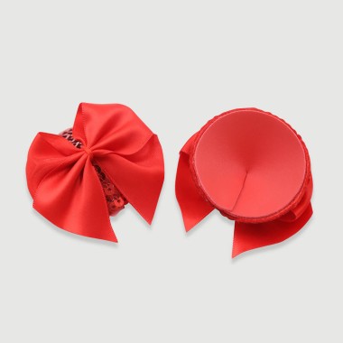 Αυτοκόλλητα Θηλών Με Σατινέ Φιόγκο Satin Bow Nipple Pasties – Κόκκινο