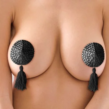 Αυτοκόλλητα Θηλών Round Nipple Tassels - Μαύρα