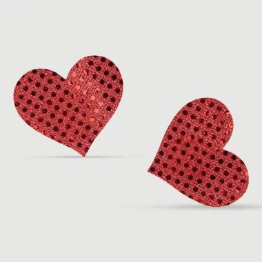 Αυτοκόλλητα Θηλών Σε Σχήμα Καρδιάς Love Heart Sequin Nipple Cover – Κόκκινο