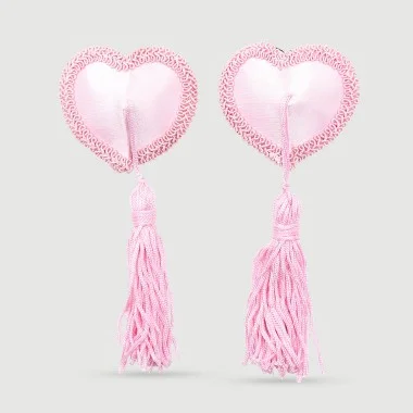 Αυτοκόλλητα Θηλών Σε Σχήμα Καρδιάς Με Φούντα Heart Shaped Tassel Nipple Pasties – Ροζ