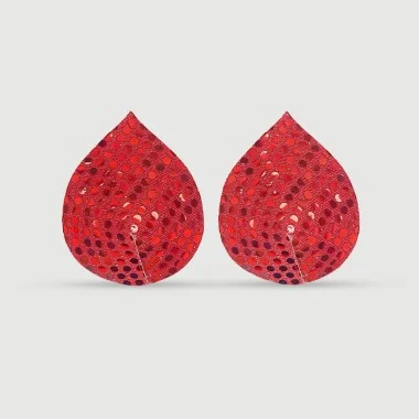 Επαναχρησιμοποιούμενα Αυτοκόλλητα Θηλών Sequin Water Droplets Reusable Nipple Covers - Κόκκινο