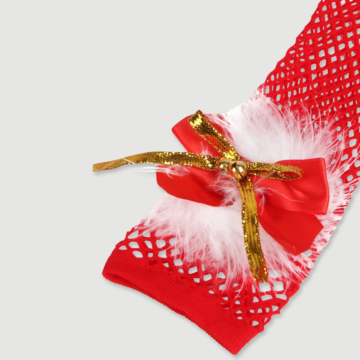 Κόκκινα Διχτυωτά Γάντια Χριστουγεννιάτικα Με Φιόγκο Sexy Bow Plush Decoration Christmas Fishnet Gloves - Κόκκινο by Sexopolis