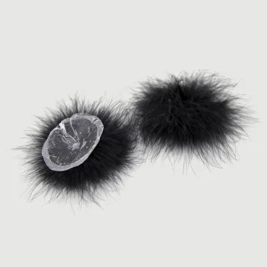 Χνουδωτά Αυτοκόλλητα Καλύμματα Θηλών Με Γούνα Furry Adhesive Nipple Covers With Faux Fur – Μαύρα