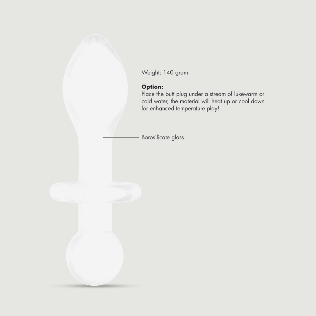 Rocker Glass Butt Plug -  White by Sexopolis