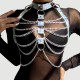 Δερμάτινο Chest Harness Με Αλυσίδες Leather Chest Harness Straps Bras Chain - Ασημί by Sexopolis