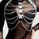 Δερμάτινο Chest Harness Με Αλυσίδες Leather Chest Harness Straps Bras Chain - Ασημί by Sexopolis