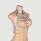 Δερμάτινο Chest Harness Με Αλυσίδες Leather Chest Harness Straps Bras Chain - Ασημί by Sexopolis