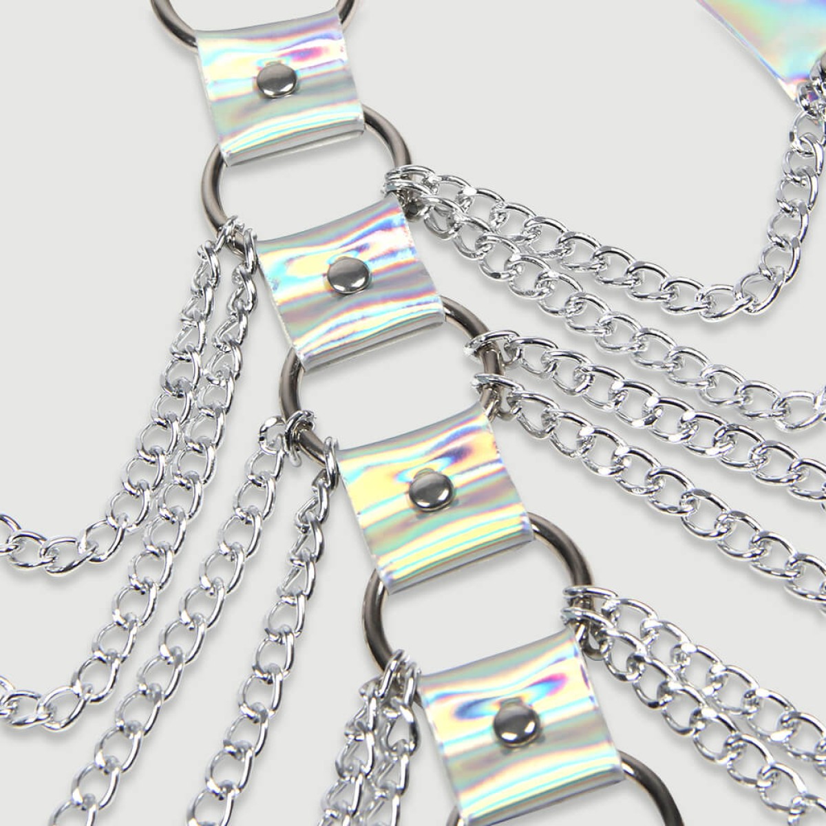 Δερμάτινο Chest Harness Με Αλυσίδες Leather Chest Harness Straps Bras Chain - Ασημί by Sexopolis