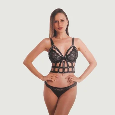 Γυναικείο Harness Eco Leather Harness Grid System - Μαύρο