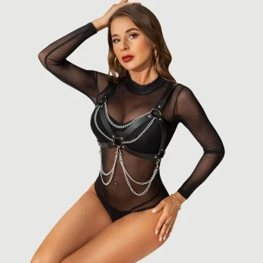 Γυναικείο Harness με Αλυσίδες Women's Chest Harness with Chains - Μαύρο