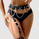 Leather Bondage Chain Garters - Black by Sexopolis
