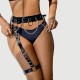 Leather Bondage Chain Garters - Black by Sexopolis