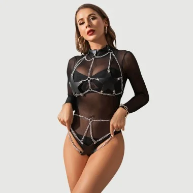 Harness με Κολάρο Chest Harness with Adjustable Straps & Collar - Μαύρο