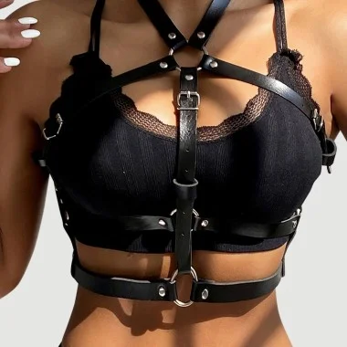 Harness με Λουράκια Leather Chest Harness with Straps - Μαύρο