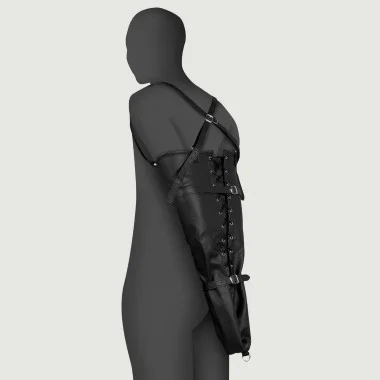 Lace Up Full Sleeve Arm Restraint - Black