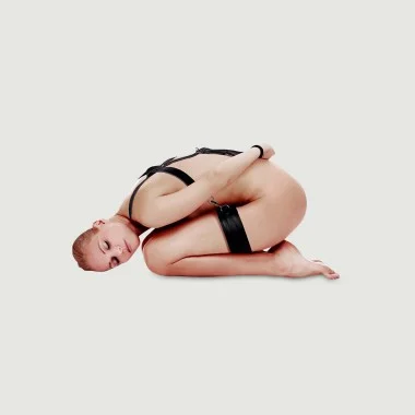 Body Harness with Thigh & Hand Cuffs - Black