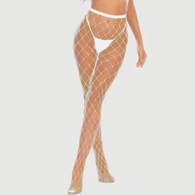 Fashion Sparkle Fishnet Pantyhose - White