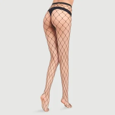 Plus Size Διχτυωτό Καλσόν Με Μακριά Διαφάνεια Long Sheer Tight Fence Net Pantyhose - Μαύρο