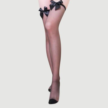 Διάφανες Κάλτσες Με Φιόγκο Lovely Transparent Stockings With Ribbon - Μαύρες