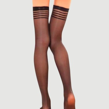 Διάφανες Κάλτσες Sexy Stripes Stockings - Καφέ